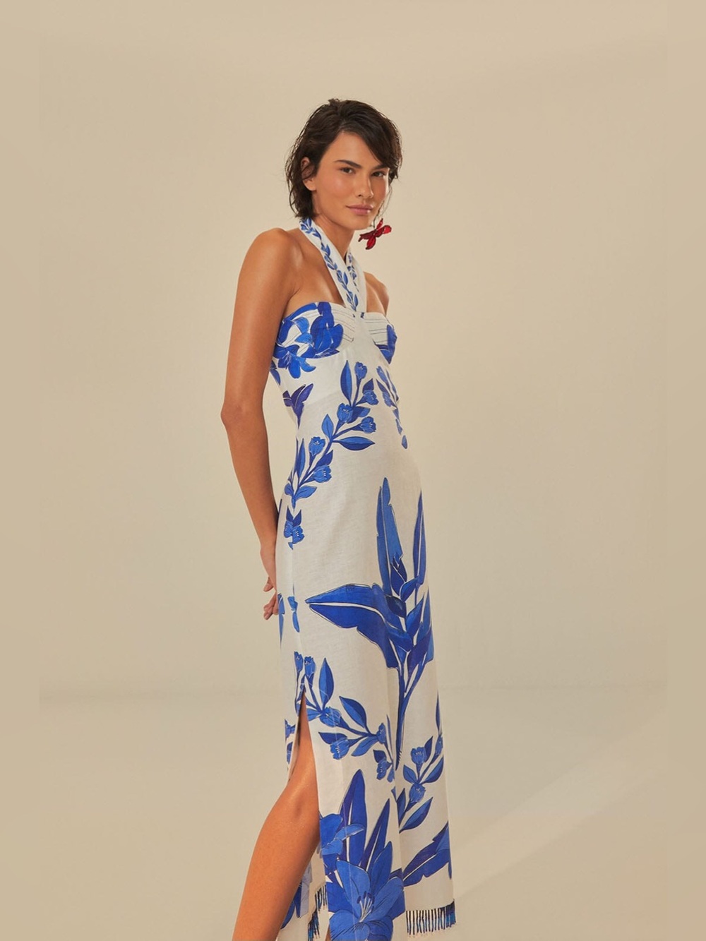 Farm Rio: Blue Yard Off-White Sleeveless Maxi Dress - Picture 10 of 11